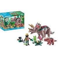 Playmobil | Dinos | Triceratops with Baby | Dino Playset | Animal Figures | Adventure Toy | For Kids Aged 4+ | 71821