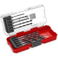 Original Einhell S-CASE 10-piece wood drill bit set (double-spiral, made of roll-rolled C45 tool steel, E 6.3 shank, 3-point ground joint, centring tip incl. storage box)