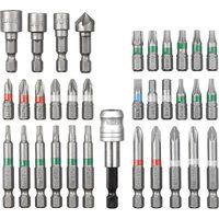 kwb by Einhell Bit Set 34-Piece S-Box Tool Accessories (34-Piece Bit Set, Suitable for All Drills with a 1/4 Inch Hex Socket, Includes Storage Box)