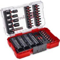 Original Einhell M-CASE 35-Piece Impact Bit and Socket Set (25 mm Bits, 50 mm Bits, Hexagon Sockets, Long Sockets, Socket Adapter, 60 mm Bit Holder Incl. Storage Box)