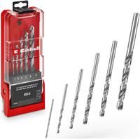 Original Einhell 6-Piece HSS-G Metal Drill Bit Set (HSS 4241 Steel, Highly Polished, 135° Split-Point Tip, Milled Type N Spiral, Round Shank Incl. Storage Box)