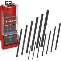Original Einhell 13-Piece HSS-R Metal Drill Bit Set (HSS 4241 Steel, Black Burnished, 135° Drill Point, Roll-Forged Type N Spiral, Round Shank Incl. Storage Cassette)