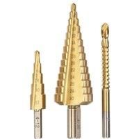 kwb 525890 Step Drill, 3-Piece Set with milling Drill, 1 x 4-12 mm and 4-30 mm, Surface Titanium-nitrided