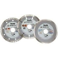 KWB 115mm Diamond Cutting Disc Set 3pc Silver-Line 797080 7mm Thickness