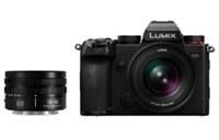 Panasonic DC-S5DWE-K Lumix S5D Full Frame Mirrorless Camera Body, 24.2MP, 4K 60P Recording, Live View Finder, Free Angle Monitor, Wi-Fi, Bluetooth, with S-R1840E 18-40mm & S-S50ME 50mm lenses, Black
