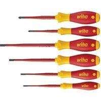 WIHA 6 Piece Electricians VDE 1000v Insulated Slot & Pozi Screwdriver Set, 25477