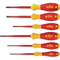 Wiha 3201 SoftFinish Electric slimFix Schlitz/Phillips/Pozidriv Xeno Flat Screwdriver Set, 6 Pieces