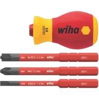 Wiha SB28310101 SoftFinish Electric SlimVario Stubby Screwdriver Bit Holder Set 4 Pieces, Set of 5