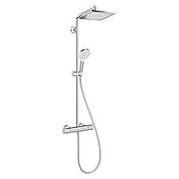 hansgrohe Crometta E Shower System 240 1 spray water-saving with thermostatic shower mixer, chrome, 27281000