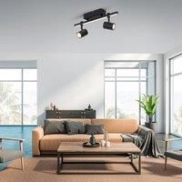 Paul Neuhaus Barik LED ceiling spotlight, black, two-bulb
