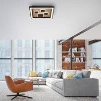 Paul Neuhaus Eliza LED ceiling lamp, wood, 48 x 48 cm