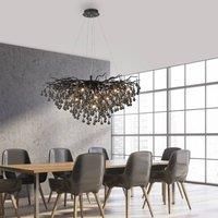 Paul Neuhaus Icicle chandelier, black, glass hanging, length 100 cm