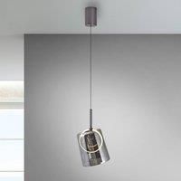 Paul Neuhaus LED hanging light Zula, smoke grey, 15 cm, glass