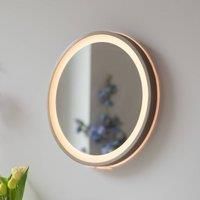 Paul Neuhaus VIDRO LED wall mirror, bronze, 36 cm, power bank, switch