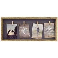 nielsen Accent Photo Frame to fit 4 Photos 3.5x5", Clothesline with Pegs Picture Frame, Wooden Photo Frame, 9x13cm Photographs - Natural