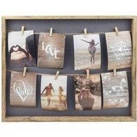 nielsen Accent Photo Frame to fit 8 Photos 4x6", Clothesline with Pegs Picture Frame, Natural Wood Finish Photo Frame, 10x15cm Photographs - Natural