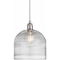 Pendant Ceiling Light Dome Clear Glass Shade Industrial Silver Adjustable Height
