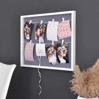 nielsen Accent Photo Frame to fit 8 Photos 4x6", Clothesline with Pegs Picture Frame, White Photo Frame 10x15cm - Washed White Grey Finish