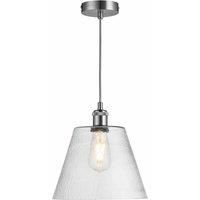 Stunning Single Light Glass Cone/Domed Shaped Industrial Style Ceiling Pendant Finished in Satin Silver Finish