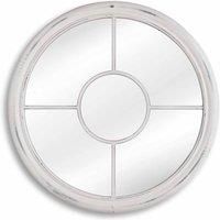nielsen Beth Round Modern Wooden Porthole Wall mirror, 50 x 50 cm in a Distressed White finish, for Living room, Bedroom