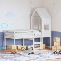High Sleeper Bed without Mattress White 75x190 cm Small Single Solid Wood Pine