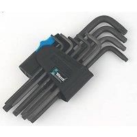 Wera 967 L/9 TORX® holding function BlackLaser L-key set in a two-component clip, 9pc, 05024244001