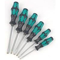 Wera 334/355 SK/6 Kraftform Lasertip screwdriver set with rack, Hexagonal blades, PZ/SL, 6pc, 05007681001