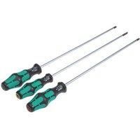 WERA 347735 Kraftform 3 Piece Extra Long 300mm Shaft PZ2 PH2 & Slot Screwdriver