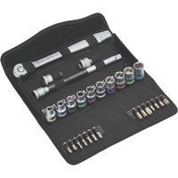 Wera 05004078001 8100 SC 8 Zyklop Metal Ratchet Set with switch lever, 1/2" drive, metric, 28 pieces