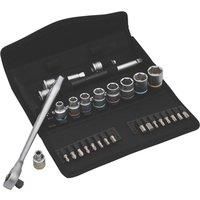Wera 05004050001 8100 SB 10 Zyklop Metal Ratchet Set with push-through square, 3/8" drive, imperial, 29 pieces