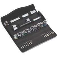 Wera 05004077001 8100 SC 7 Zyklop Metal Ratchet Set with push-through square, 1/2" drive, metric, 28 pieces