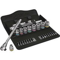 Wera 05004051001 8100 SB 11 Zyklop Metal Ratchet Set with switch lever, 3/8" drive, imperial, 29 pieces, Silver