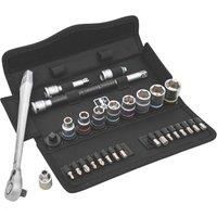 Wera 05004051001 8100 SB 11 Zyklop Metal Ratchet Set with switch lever, 3/8" drive, imperial, 29 pieces, Silver