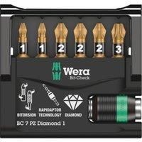 Wera 05073534001 4013288180940 Bit Check PZ Diamond 1 Set 7 Pieces, Multi-Colour, Carded