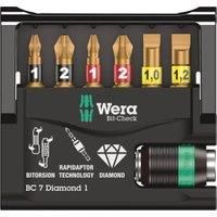 Wera Bit-Check 7 Diamond 1 SB Anti Cam-out BiTorsion Long Life Bit Set, for drill/drivers, PH/PZ/SL, 7PC, 05073419001