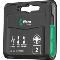 Wera Bit-Box 20 BTH PZ2 BiTorsion Long Life Timber bits for drill/drivers, Pozi 2x25mm, 20pc pack, 05057762001