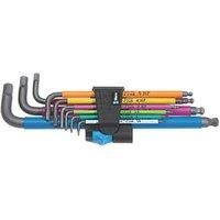 WERA HOLD FUNCTION Hex-Plus 9 Pce Multi Colour Ball-End Hex Allen Key Set 022210