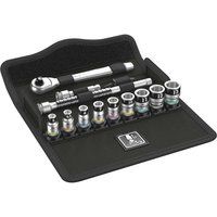 Wera SA 12 Holding Function Socket Set with Zyklop Metal Switch, 1/4" Drive, 13pc, 05003756001 , Black