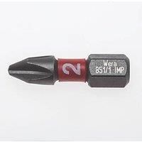 Wera Impaktor 1/4" 25mm Hex Shank PH2 Diamond-Coated Screwdriver Bits 5 Pack