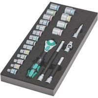 Wera 05150111001 9721 Foam Insert 8000 B Zyklop 3/8" Ratchet Set 1, 23 Pieces, Black-green