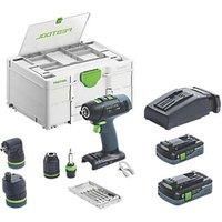 Festool Cordless drill C 18+3 Basic with Extra Chucks and Bit Set