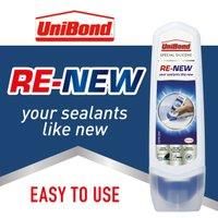 UniBond RE-NEW, White Silicone Sealant for Kitchen & Bath, One-Step Bathroom Sealant Renewal, Waterproof Bath Sealant with Triple Mould Resistance, 1 x 100ml
