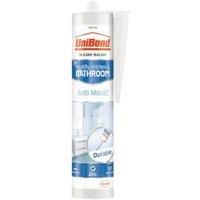 UniBond Anti-Mould White, Waterproof Mould Protection Kitchen & Bathroom Sealant, Long-lasting White Silicone Sealant, Powerful Bath Sealant, 1 x 274g Cartridge
