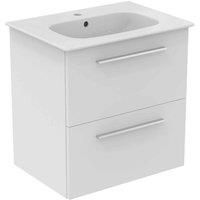 Ideal Standard i.life A Wall-Hung Vanity Unit with Chrome Handles & Basin Matt White 600mm x 440mm x 630mm (650HM)