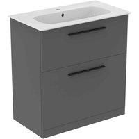 Ideal Standard i.life A Floorstanding Vanity Unit With Black Handles & Basin Gloss White 840mm x 460mm x 868mm (738HM)