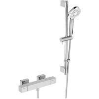 Ideal Standard Ceratherm C100 Exposed Thermostatic Shower Mixer Pack With Idealrain Evo 3 Function Diamond 110Mm Handspray, 600Mm Rail And 1.75M Idealflex Hose