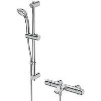 Ceratherm T25 Exposed Thermostatic Rim Mounted Bath Shower Mixer with Idealrain S3 3 Function Ø80 Handspray, 600mm Rail and 1.8m Hose