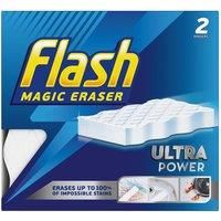 Flash Ultra Power Magic Eraser, Removes Impossible Stains Like Crayon on Walls, Tough Grease on Hobs or Grime on Wheel Hubs, 2X
