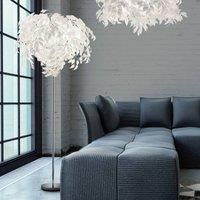 Trio Leuchten Romantic floor lamp chrome with white leaves - Feder