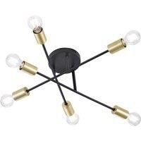 Trio Leuchten 606700632 Cross A++ to E Ceiling Light, Metal, E27, Matte Black, 56.6 x 56.6 x 19.11 cm